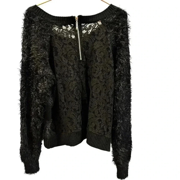 New Fuzzy XOXO black on black sweater size L - Picture 4 of 7